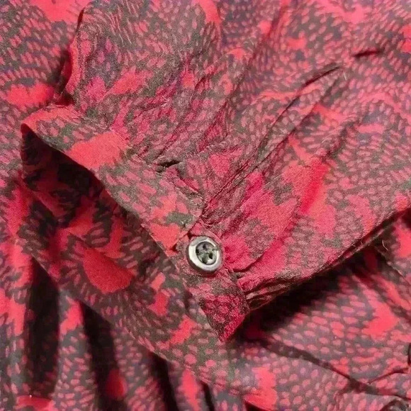 WALTER BAKER Vintage Look Fit Flare Long Sleeve Silky Pleated Dress Small 6 - Picture 5 of 14